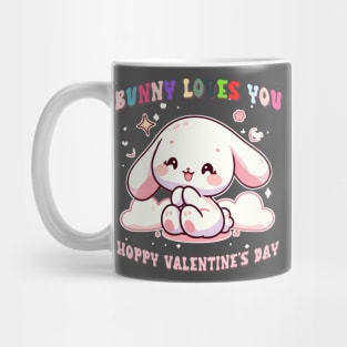 Adorable Rabbit in Shades of Pink, Blue, Red, and White: A Valentine's Day Delight Mug